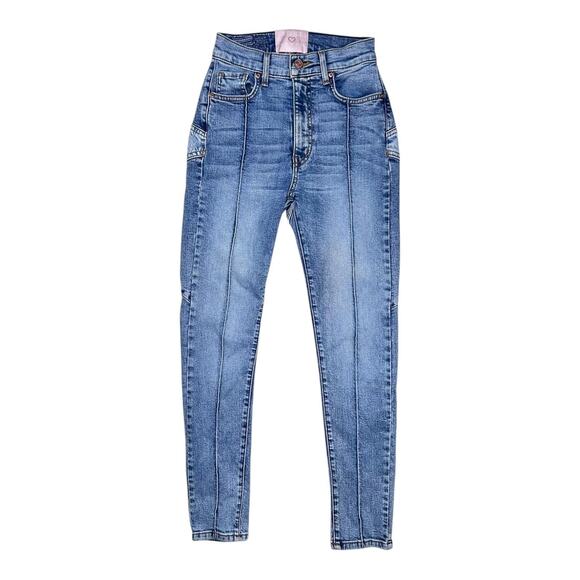 Revice Star Jeans Womens 26 Blue High Rise Skinny Patchwork Two Tone Made USA - Picture 10 of 10